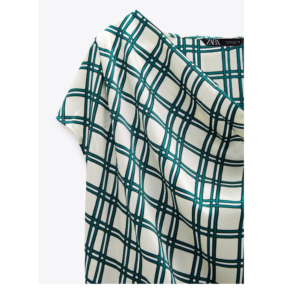 ⭐️ NWT ZARA Flowy Plaid Top ⭐️ - Picture 4 of 6